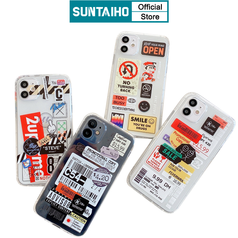 SUNTAIHO Soft Case Tpu Transparan Motif Label Inggris Untuk Iphone 12