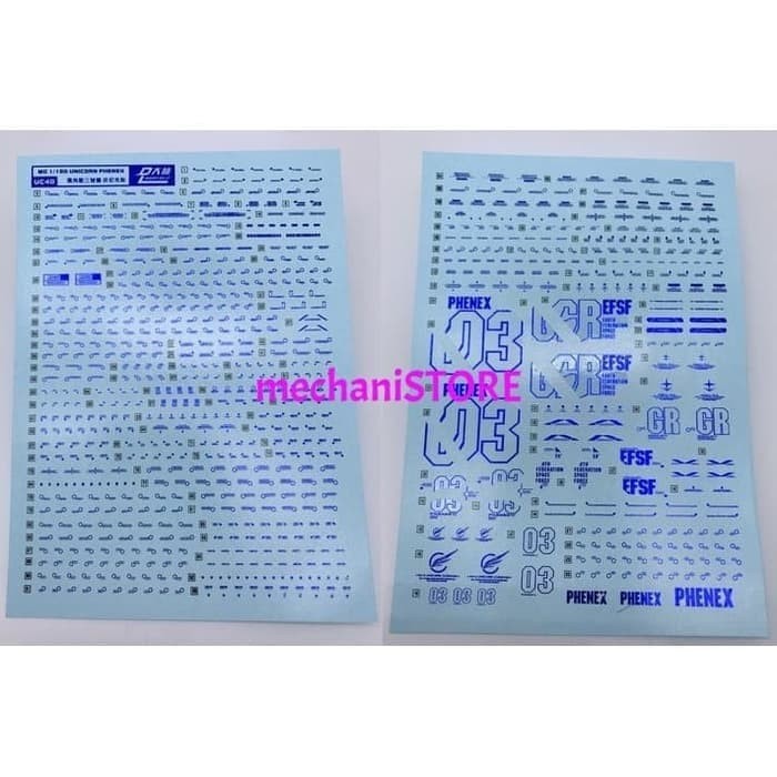 Water Decal MG Unicorn PHENEX Gundam Bronzing Blue UC40 DL MODEL