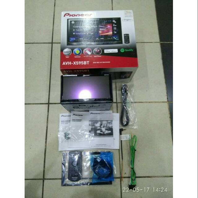 Head unit mobil pioneer avh x595bt double din layar 7 inc bonus lampu led h4 turbo original asli