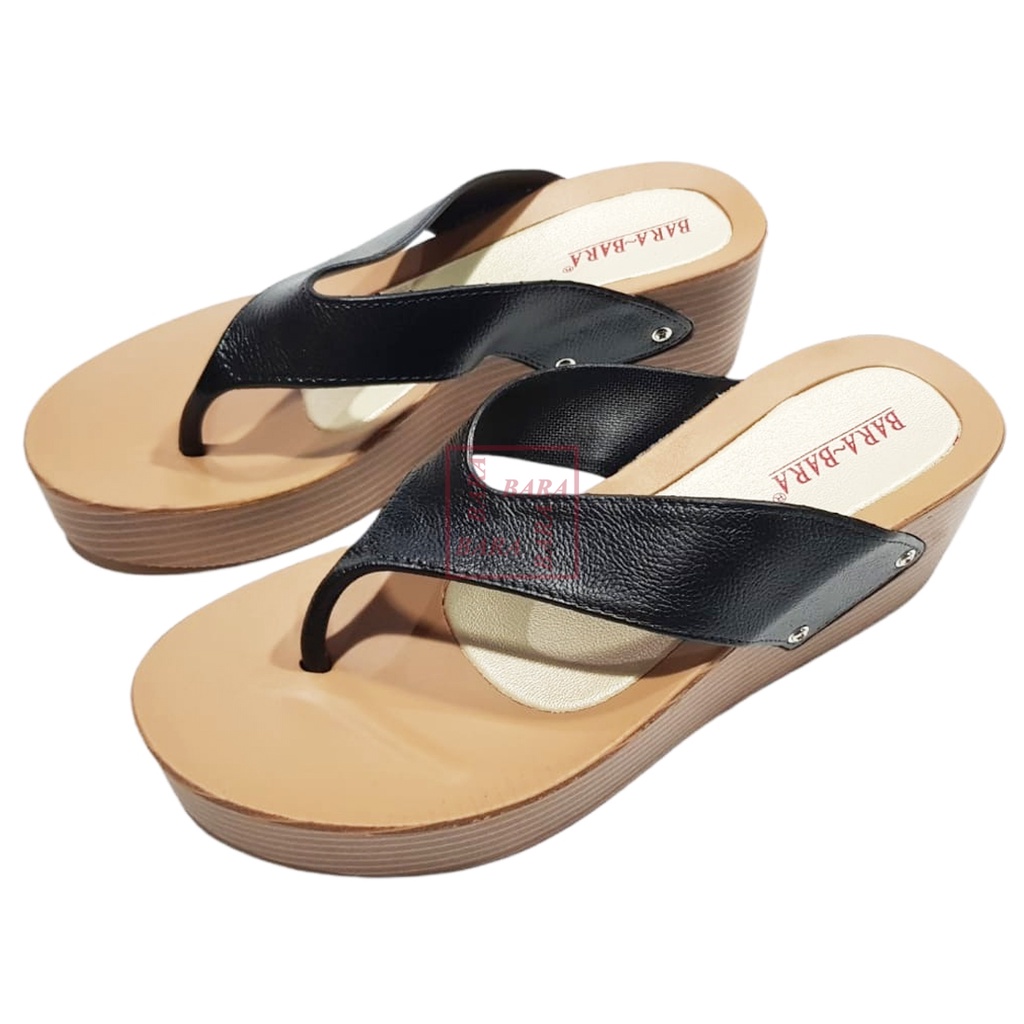Bara~Bara Sandal Jepit Wedges Jelly Karet Wanita MJZB1955JPL (AW4)-HITAM
