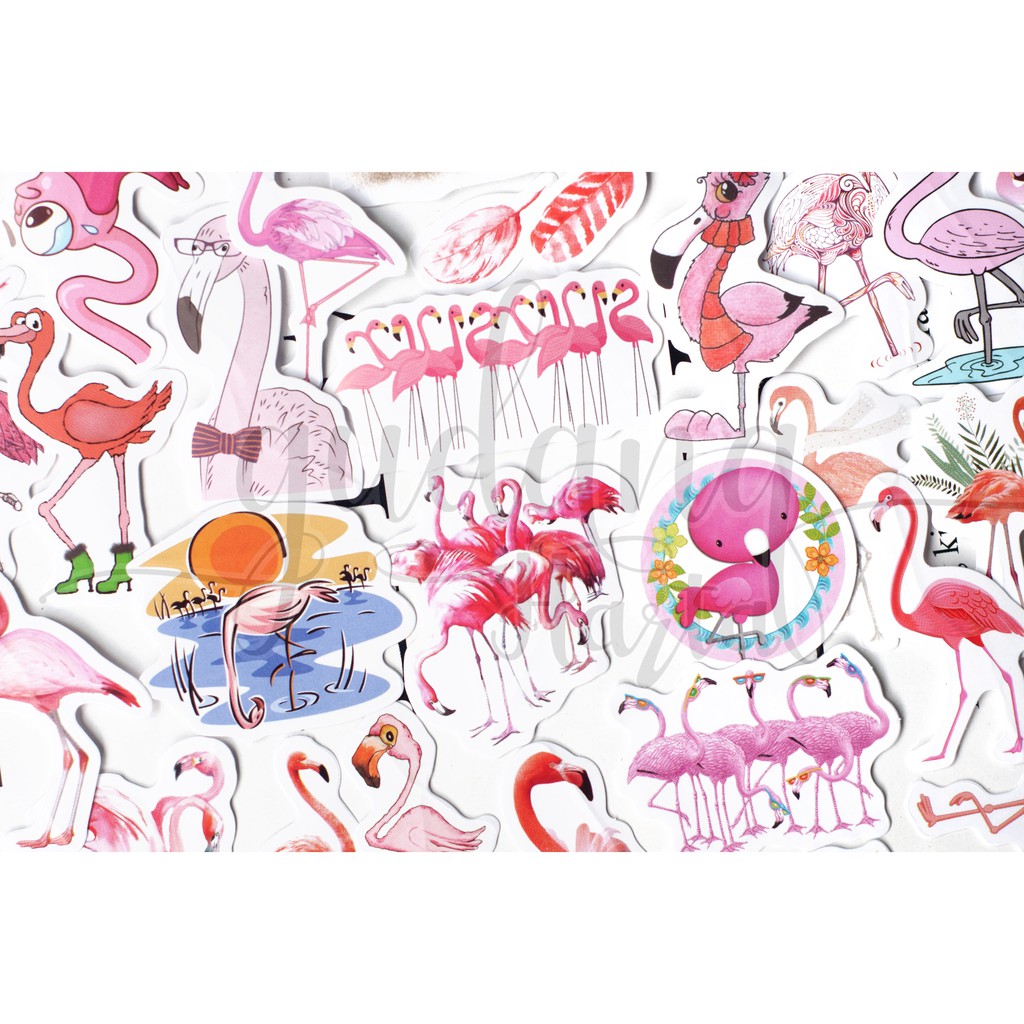 Stiker All ABout Flamingo Pink Lucu Sticker DIY Scrapbook GH 303424