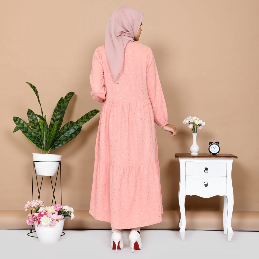 Gamis Muslim Terbaru bahan Caton Rayon premium Gamis Lebaran Moderen Dress Muslim Wanita