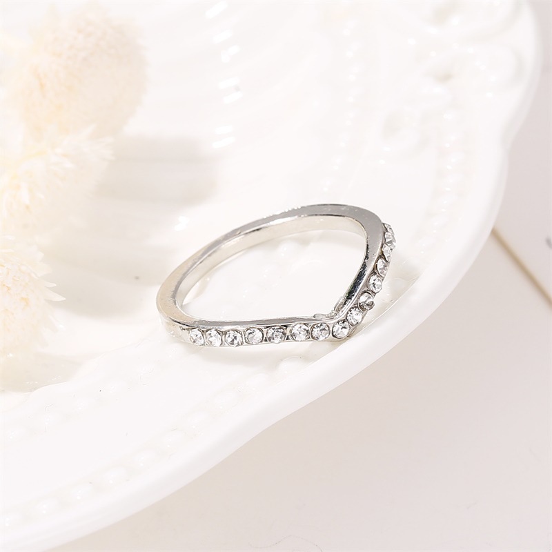 [ Fashion Simple Gold Sliver Inlaid Zircon Wing Rings Finger Ring  Gifts Jewelry for Girl Friends ]