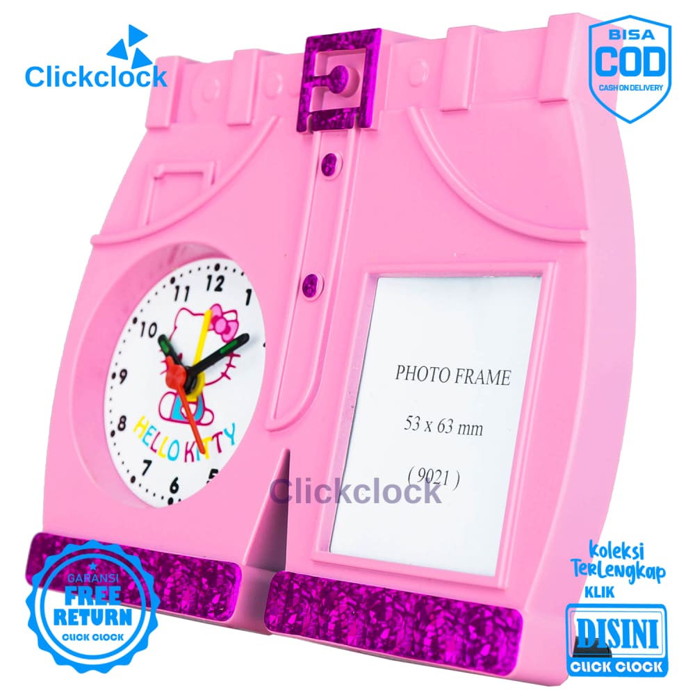 Jam Weker Quartz Dekorasi Meja Doraemon Biru Hello Kitty Pink Kaiwa 9021 Kecil