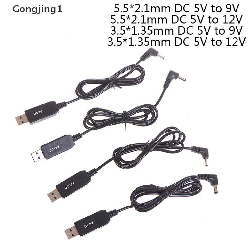 Gongjing1 Kabel Adapter Step UP power boost USB DC 5V Ke 9V 12V 3.5x1.35mm 5.5x2.1mm