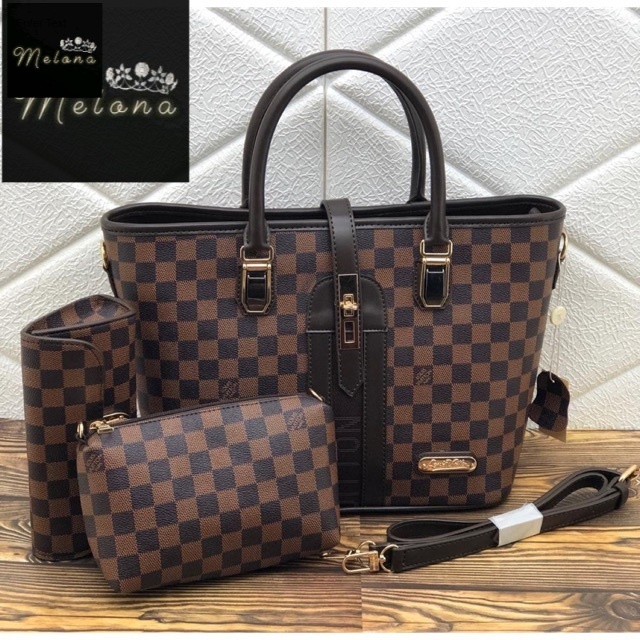 TAS WANITA TOTE LV ARTIKA TALITA AE 3 SET SELEMPANG SLING BAG FREE POUCH IMPORT BATAM