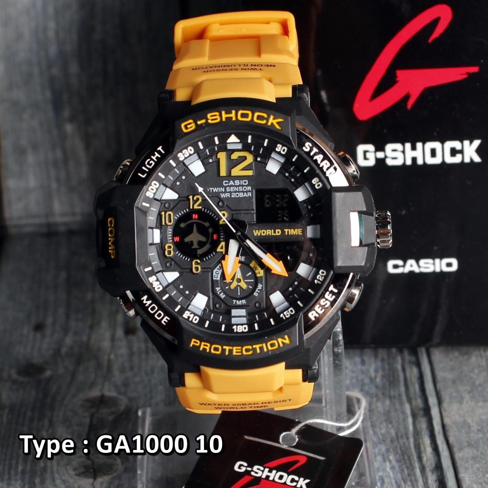 G-Shock Casio GA1100 Tali Kuning Edisi PILOT PESAWAT Jam Sporty Pria