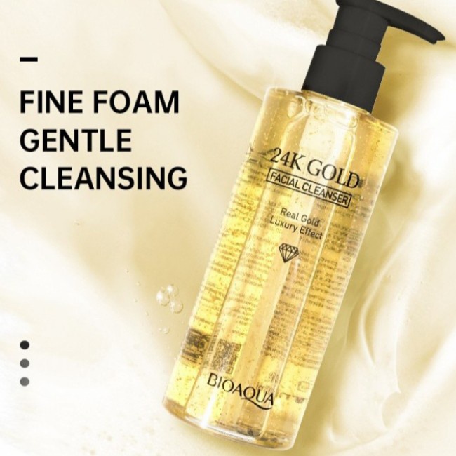 【BPOM】BIOAQUA face wash 24K Gold Facial Cleanser pembersih wajah 200ml