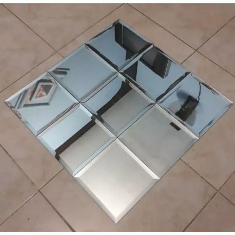 Jual kaca cermin bevel 35 x 35 cm tebal 5ml cermin hiasan dinding