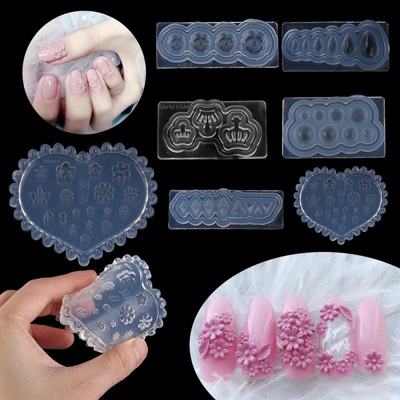 Cetakan Resin Epoksi UV Bentuk Bunga 3D Bahan Silikon Untuk Dekorasi Nail Art