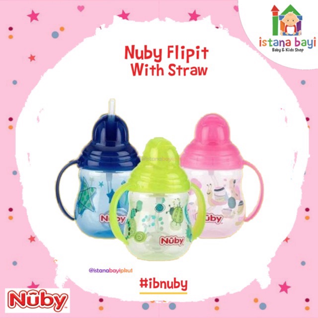 Nuby Flip It  with Straw - botol minum bayi