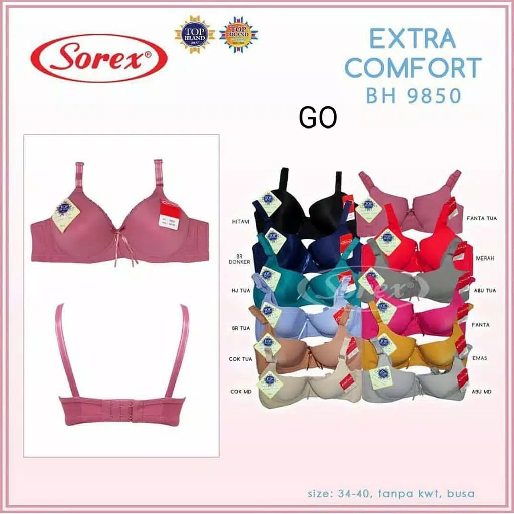 bb Sorex Bra 9850 Tanpa Kawat Busa Ukuran 34 - 40