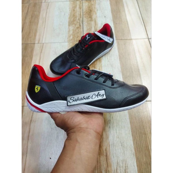 Sepatu Puma Ferrari Ridge Cat Black White Rosso