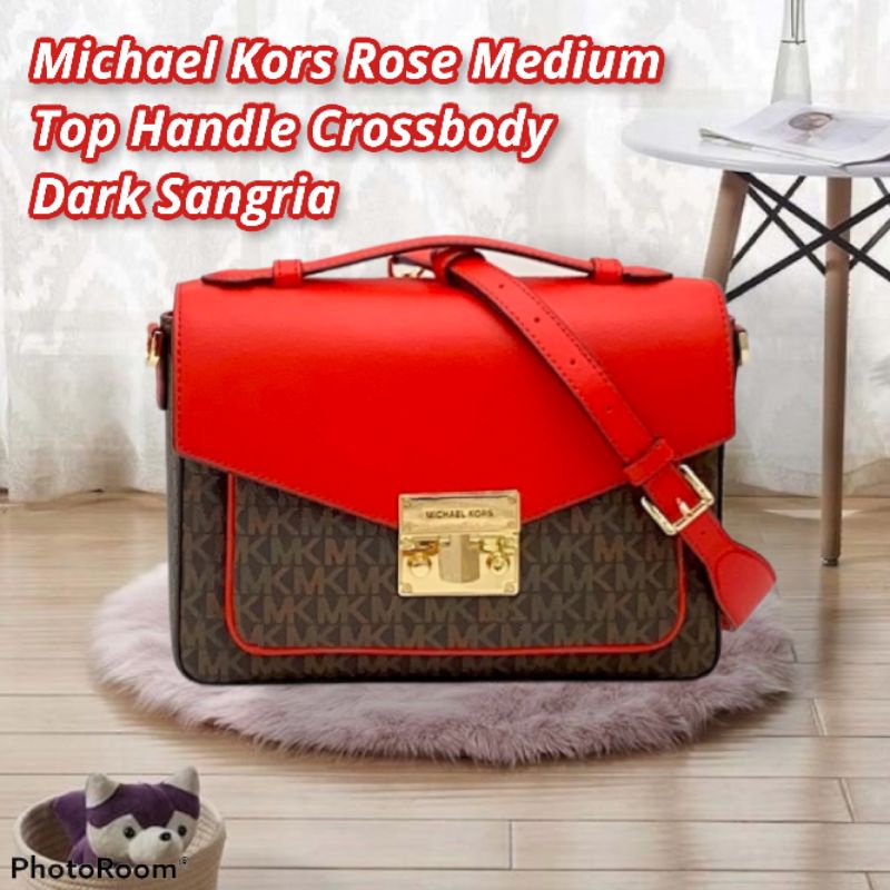 Tas Michael Kors MK Rose Medium Top Handle Crossbody  Dark Sangria