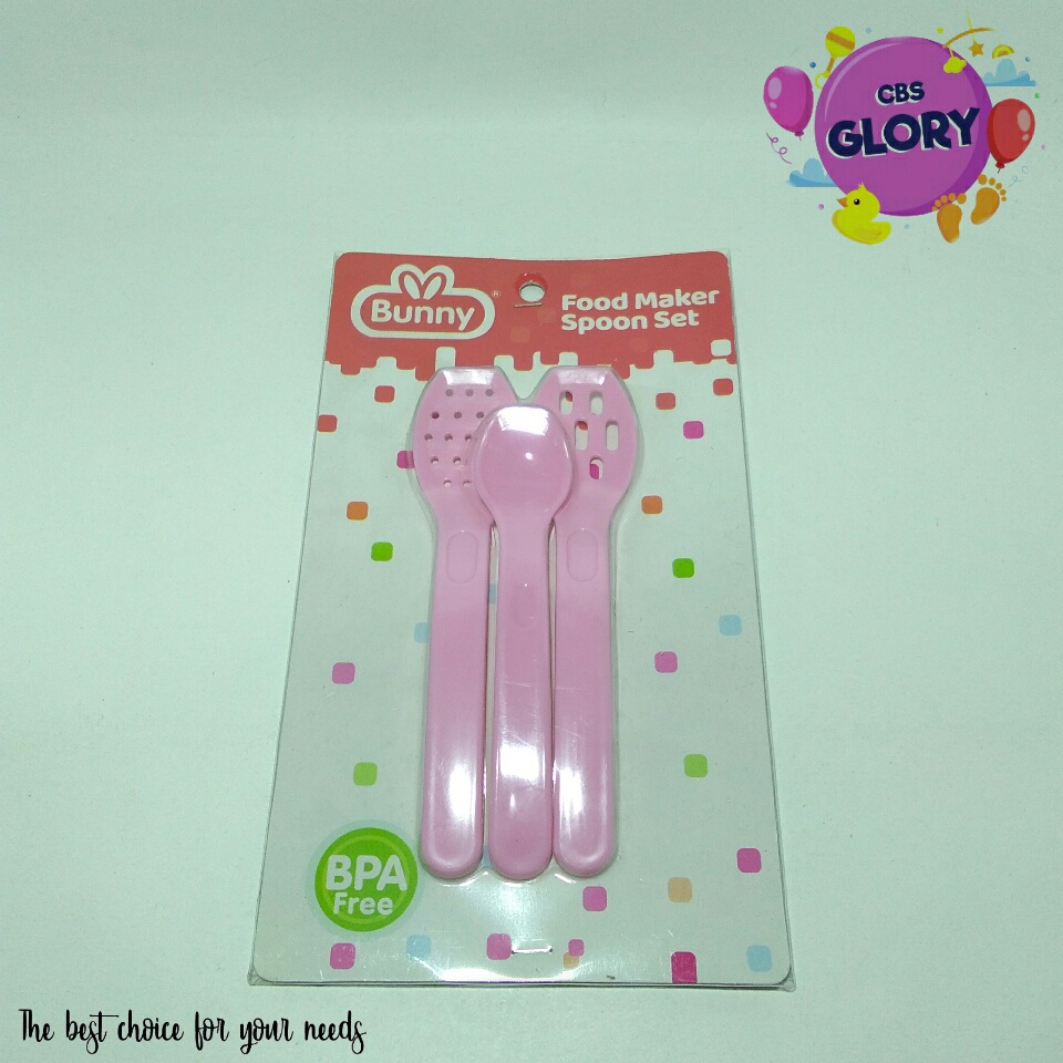 Food Maker Spoon Set Lusty Bunny/Sendok Set Penghancur Makanan/sendok Makan Bayi Silicone