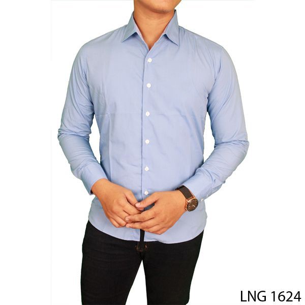 Formal Slimfit Shirt for Male Katun Biru Muda – LNG 1624