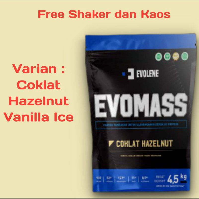 Evolene Evomass Gainer 4.5Kg 10 Lbs Free Shaker