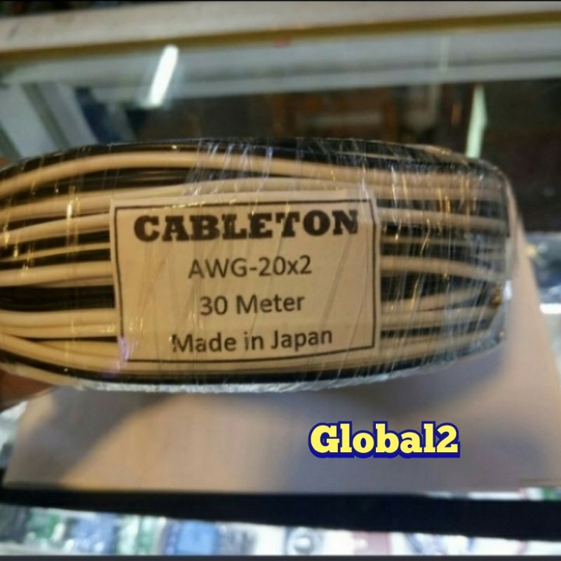 Kabel awg 2x20 1roll panjang 30meter - serabut tembaga putih