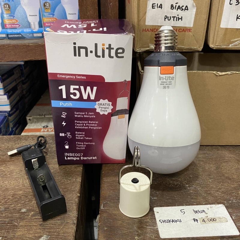 Lampu Led Emergency Baterai InLite 15 watt INBE007