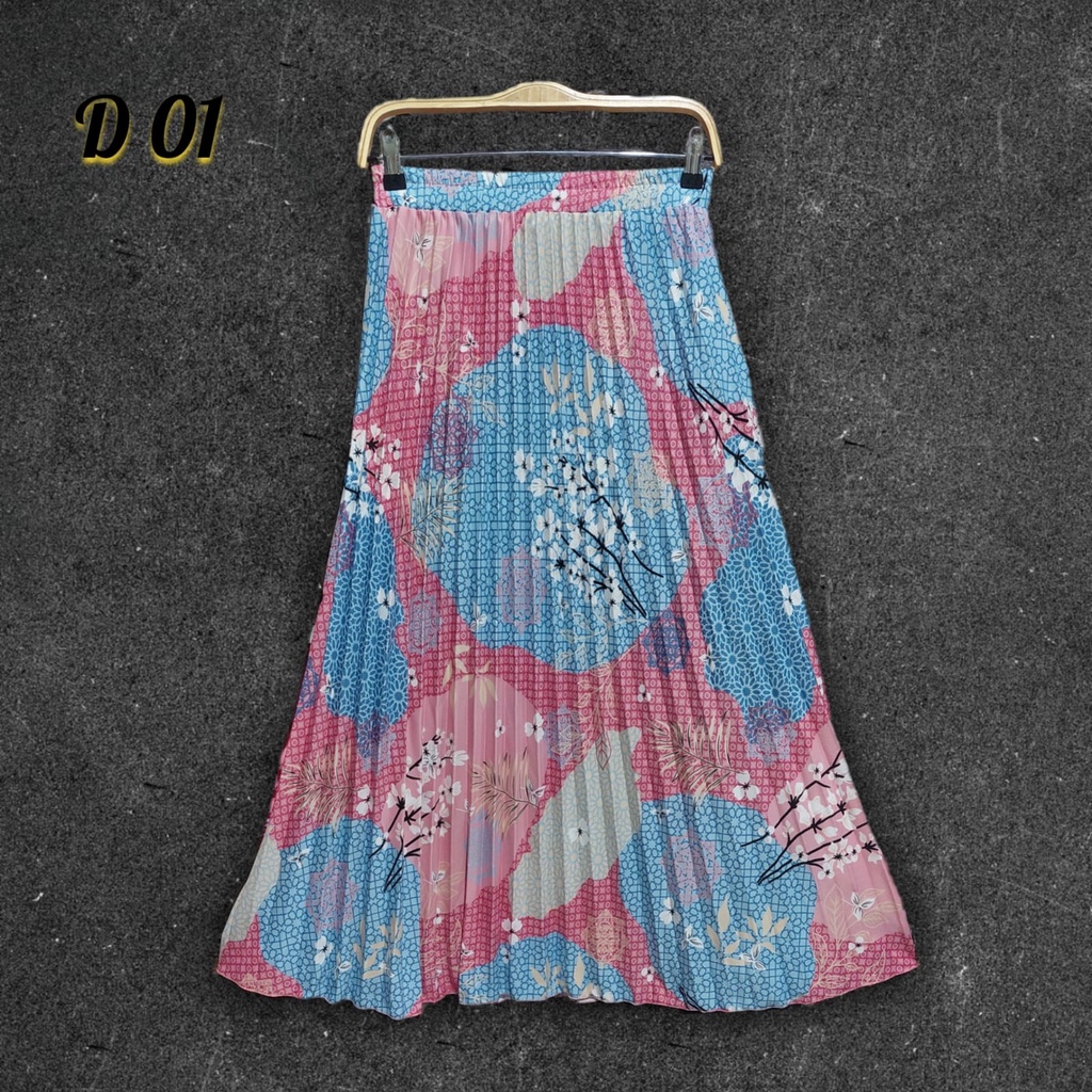 [ D-01 ] Rok Plisket Payung Motif Bunga Sakura / Rok Muslim Bunga Sakura