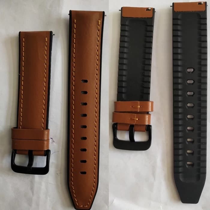 STRAP TALI JAM TANGAN - KULIT STYLE LEATHER RUBBER 22MM - FOR SAMSUNG GALAXY SMART WATCH 46 MM