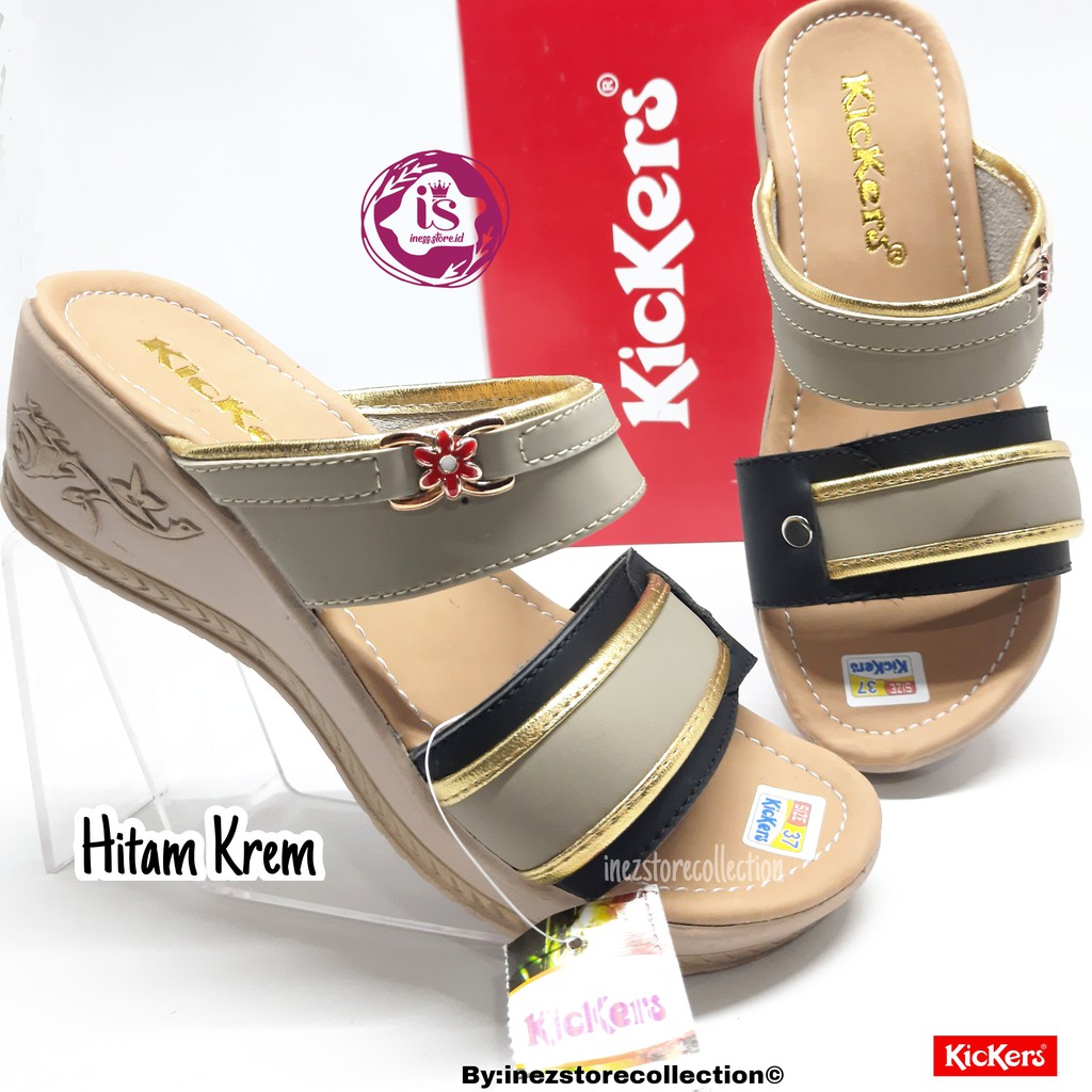 WEDGES SANDAL WANITA KICKERS ELEGAN KODE SLP014 MURAH HARGA GROSIR