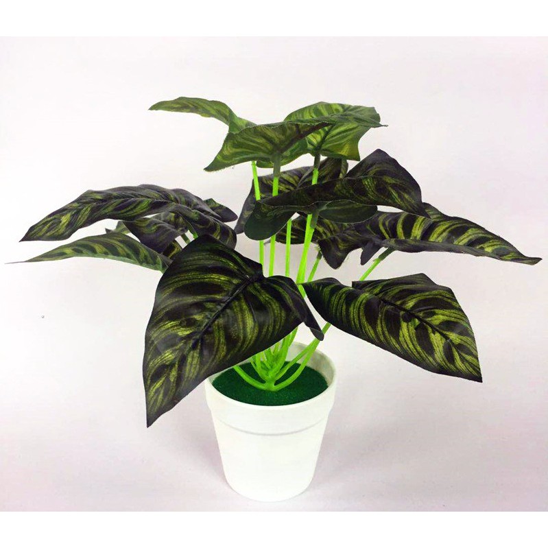 Satu7an Ornamen Bunga Plastik Tanaman hias Dekorasi Rumah Pajangan ARTIFICIAL Murah Impor pot bonsai-DAUN 3 - PBP09