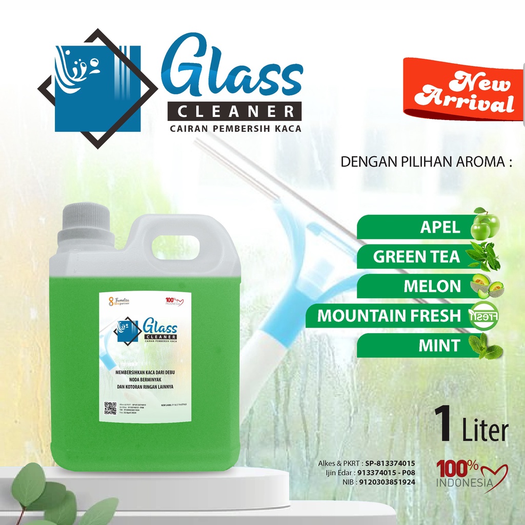 Cairan Pembersih Kaca Glass Cleaner Aroma Segar 1 Liter / Cairan Pembersih Serbaguna 1 LIter Jerigen