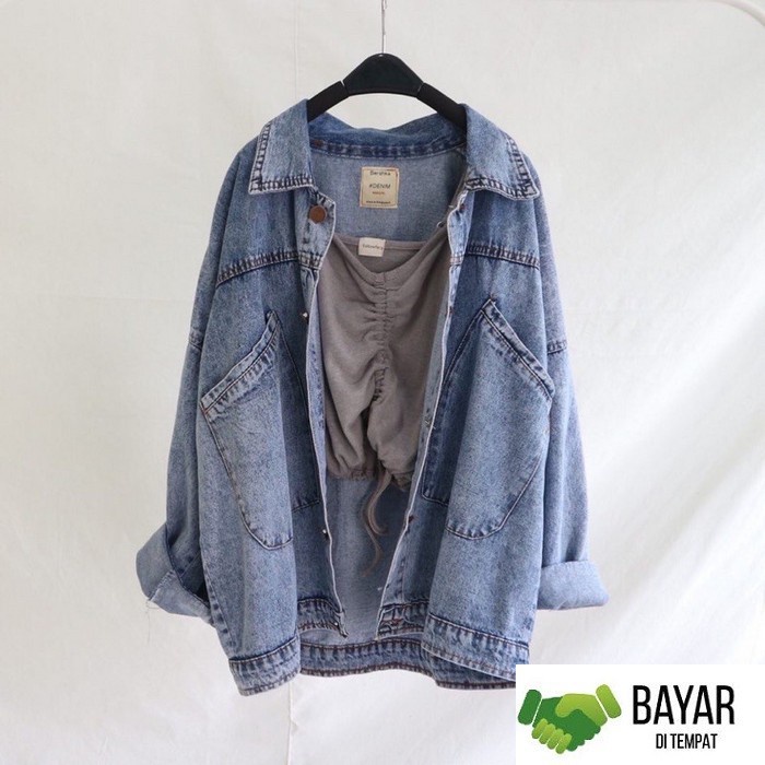 Jaket Denim  Melar  Stretch Big Jumbo Cewek Wanita Levis 