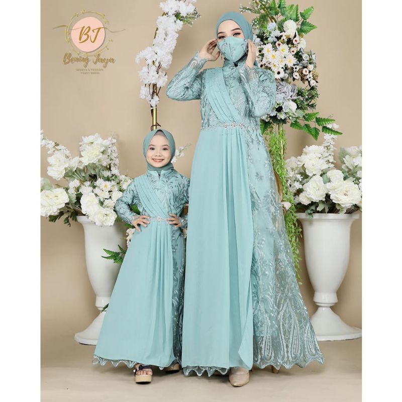 Permata Olshop / Kebaya Couple Ibu Anak Gamis Modern / Kebaya Modern / Gamis Pesta Mewah / Gamis Kebaya / Couple Kebaya Ibu dan Anak