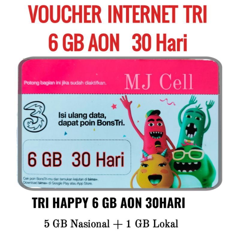 GRORIS VOUCHER TRI 1.5 GB, 3gb, 6 GB AON PERBULAN