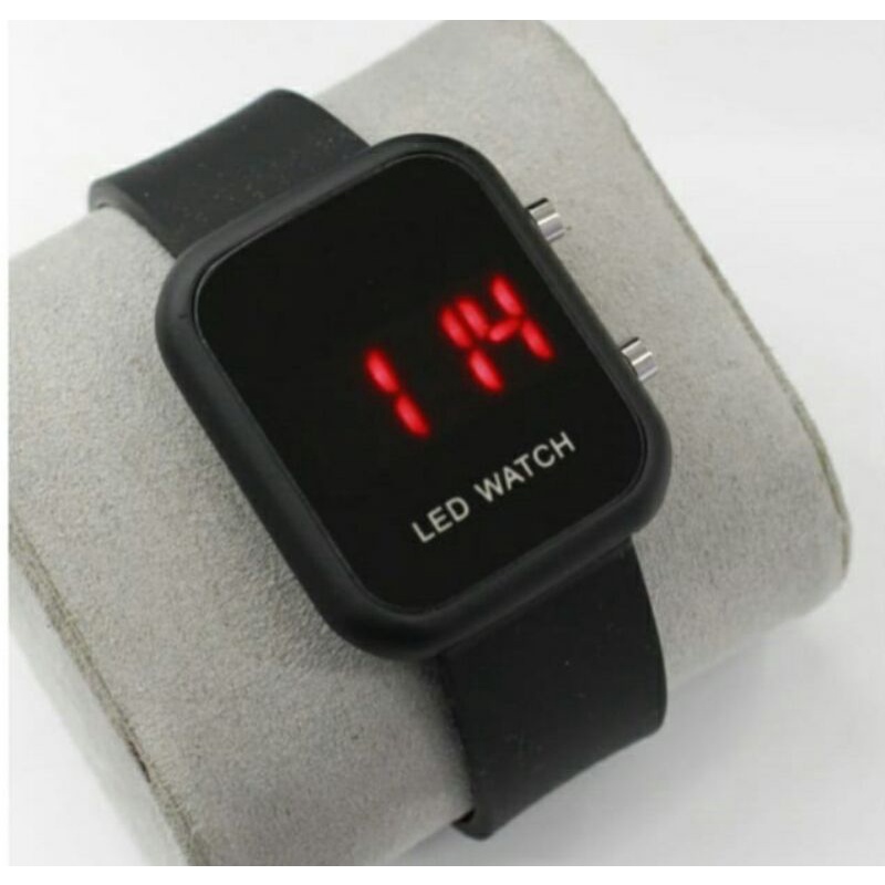 jam tangan LED Digital wanita jam tangan digital LED watch / jam tangan kekinian LED Digital / jam led karakter-Full hitam