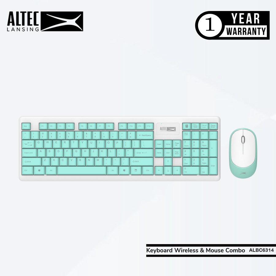 Keyboard Mouse Wireless Altec Lansing ALBC-6314 Silent Blue