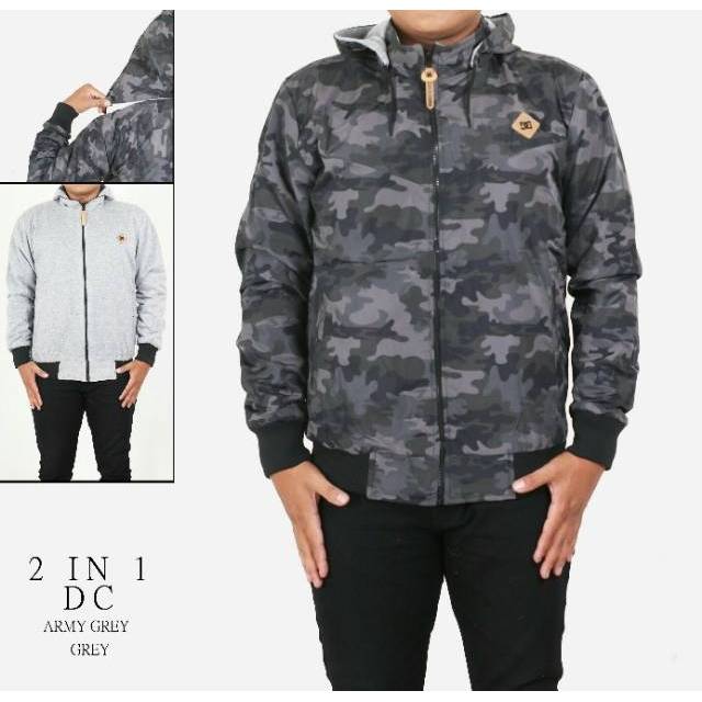 Jaket BB loreng /jaket bolak balik loreng army grey