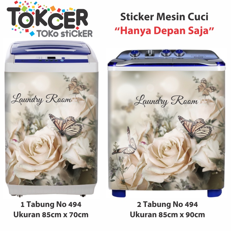 Stiker Mesin Cuci 1 atau 2 Tabung Motif KUPU-KUPU