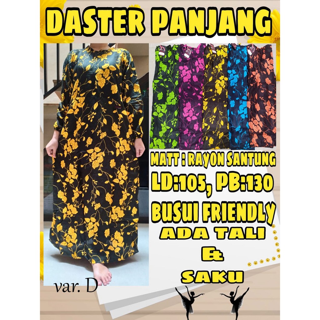 GAMIS RAYON DASTER PANJANG HOMEY DRESS TERLARIS / GAMIS MUSLIM SYARI MOTIF TERBARU BAHAN ADEM