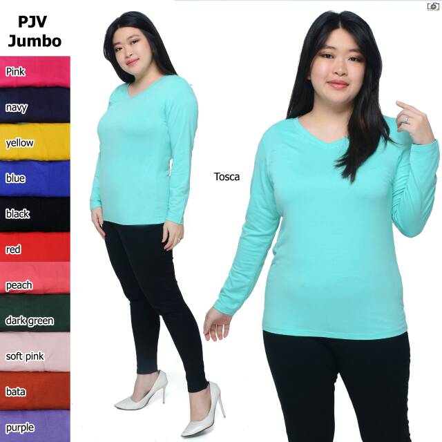 BAJU PANJANG  WANITA  POLOS V-NECK