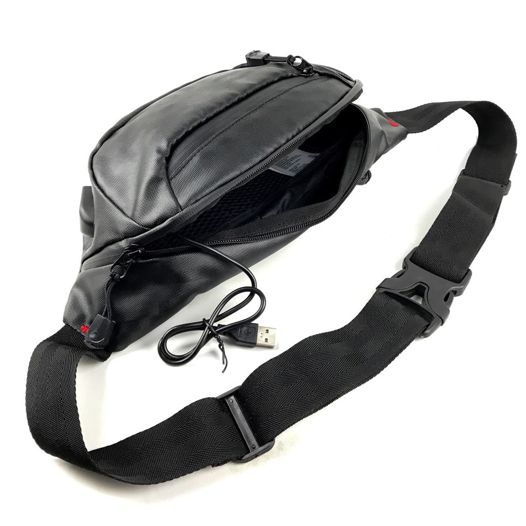 Waist Bag USB Waterproof Keren Premium Murah Berkualitas - Burial Shop