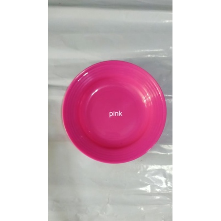 piring plastik warna satuan ukuran 9inchi-Pink piring polos