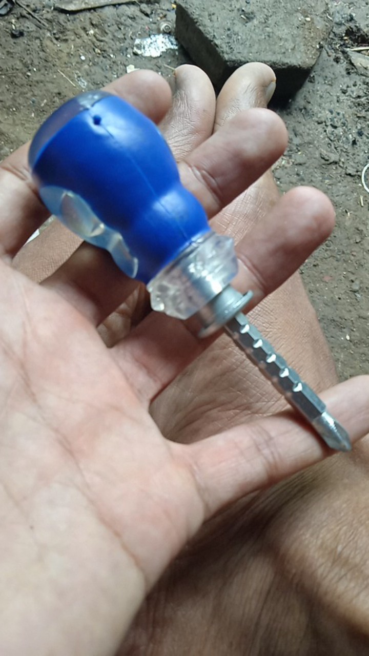 Obeng Bolak Balik Cebol Bening, Obeng Min Plus Pendek Dengan Magnet