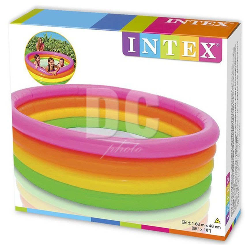 MALANG bs GOJEK Kolam Renang Anak INTEX 4 Ring Rainbow 56441 diameter 168cm tinggi 46cm