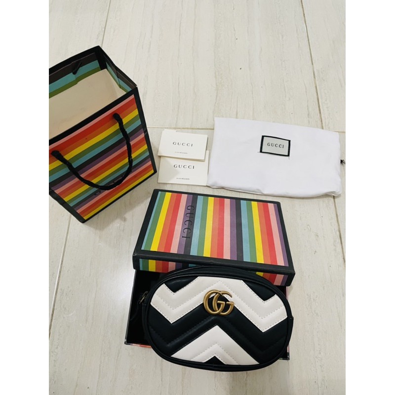 preloved Leather gucci marmont matelasse belt bag waistbag gucci nagita