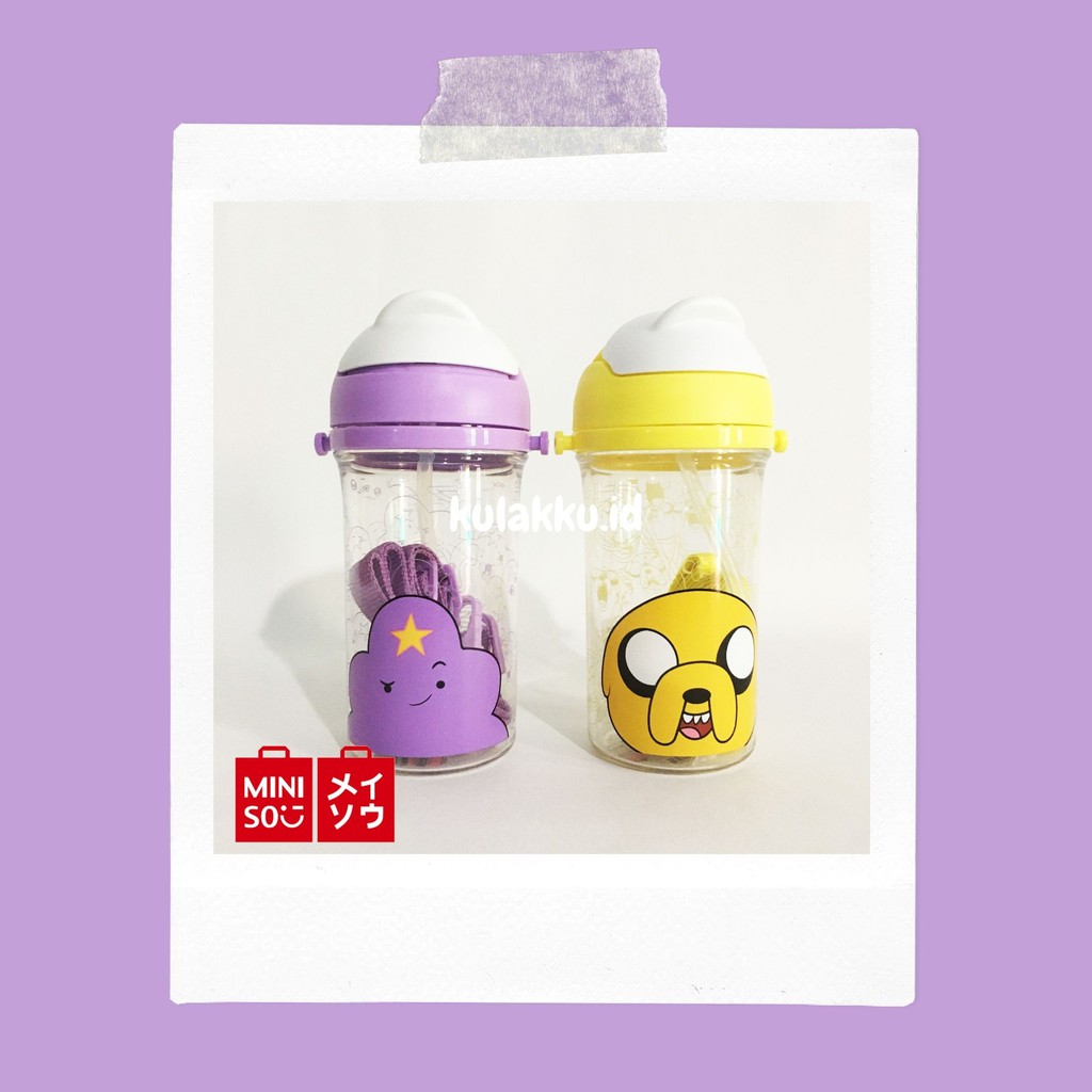 MINISO Official Adventure Time- Water Bottle With Straw 400ml/ Botol Minum