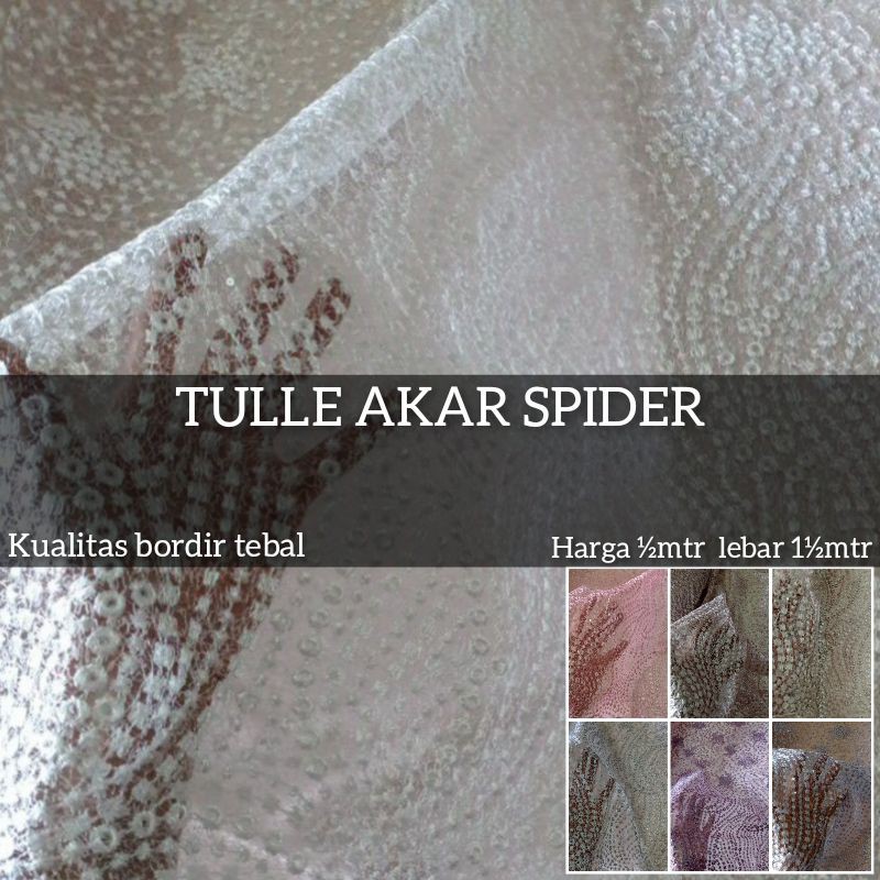 KAIN TILE TULLE AKAR SPIDER / KAIN BAHAN TILE / KAIN BROKAT TILE