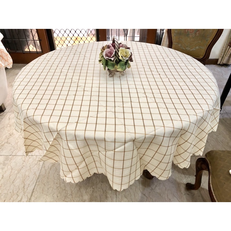 Taplak meja makan bahan kain 180cm Bulat /Bundar
