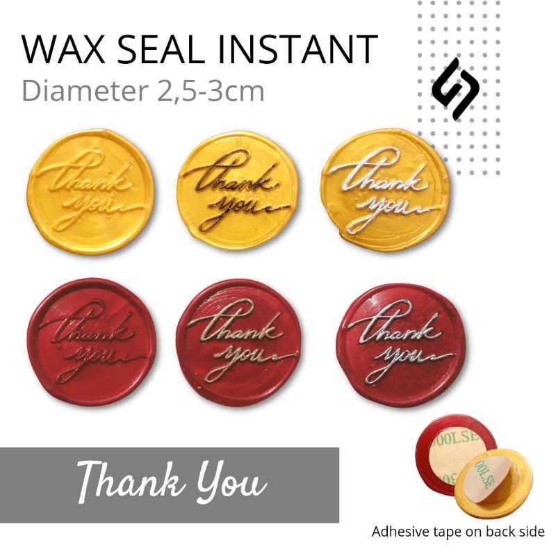 

Wax Seal Stamp Instant Thank You D:2,5-3cm Wax Stamp wax coin Undangan Amplop Kado Souvenir Hampers Parcel wax seal stamp sticker
