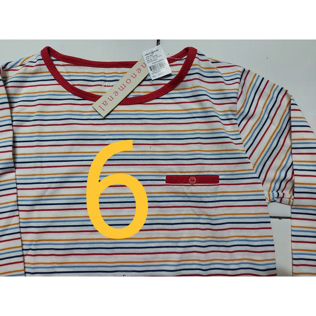 S/M/L-Blouse wanita Phenomenal Lengan 7/8/GARIS-GARIS-7