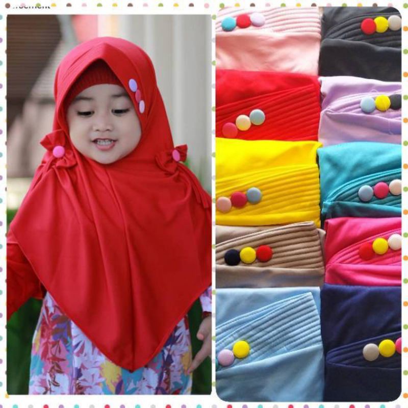 CUCI GUDANG Hijab Jilbab Bergo Instant Anak Paud TK SD Afiyah Size 4 5 6 7 Tahun