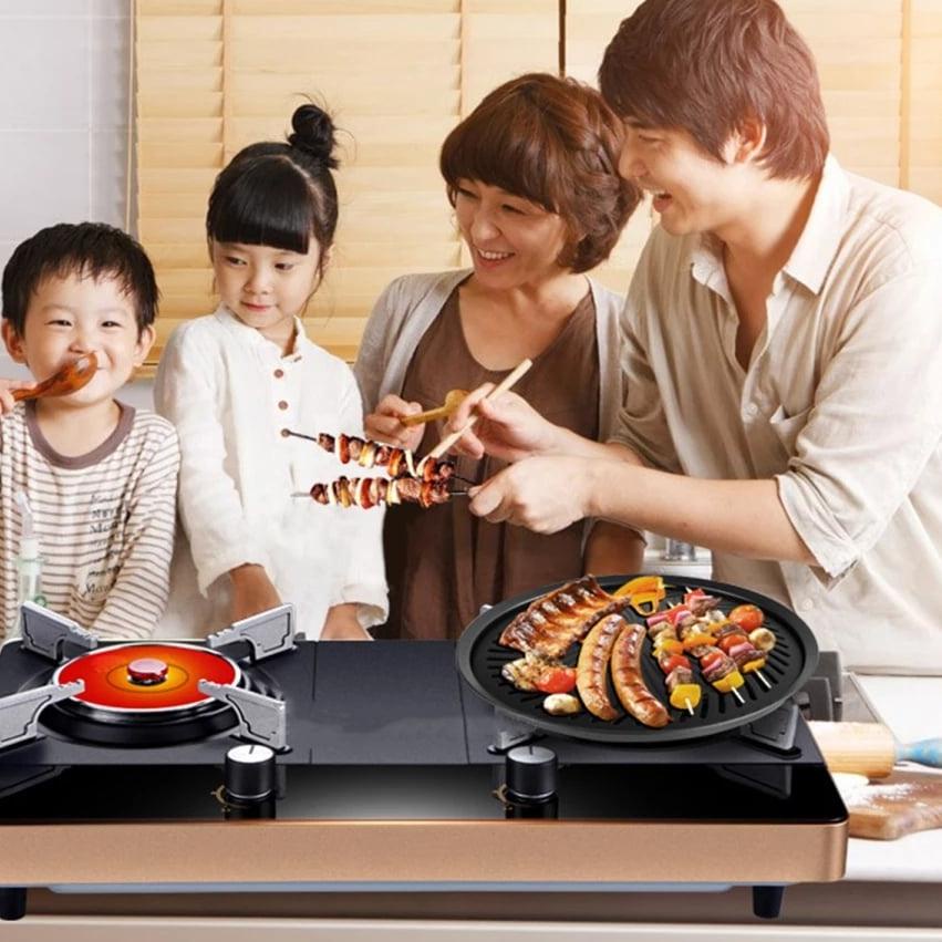 Alat Panggang Bulat Barbeque Grill Pan Pemanggang BBQ Tempat Bakar Daging Ayam Sosis Sate Anti Lengk