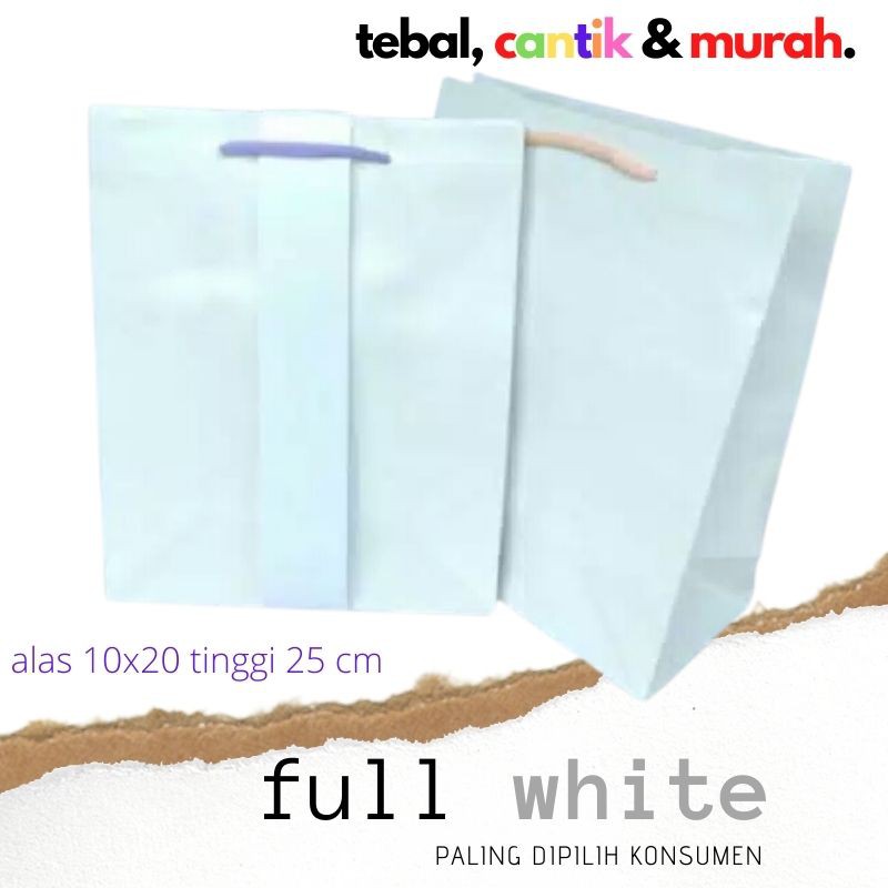 PAPER BAG KADO PAPERBAG WARNA TAS KERTAS PUTIH SIZE M